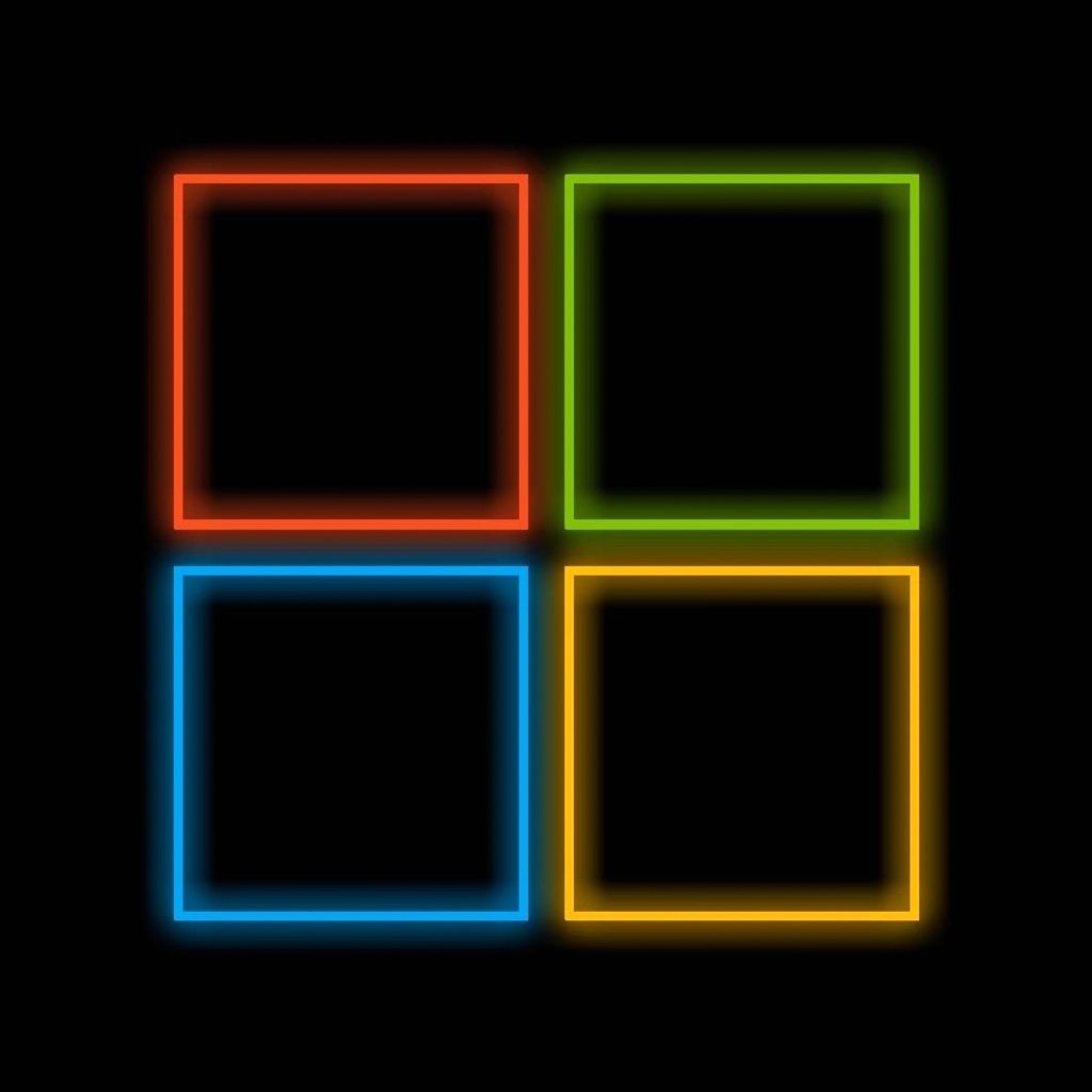 Das OS Windows 10 Neon Wallpaper 1024x1024