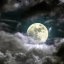 Das Full Moon Behind Heavy Clouds Wallpaper 128x128