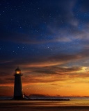 Lighthouse at sunset wallpaper 128x160