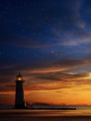 Lighthouse at sunset wallpaper 132x176