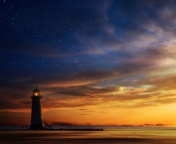 Lighthouse at sunset wallpaper 176x144