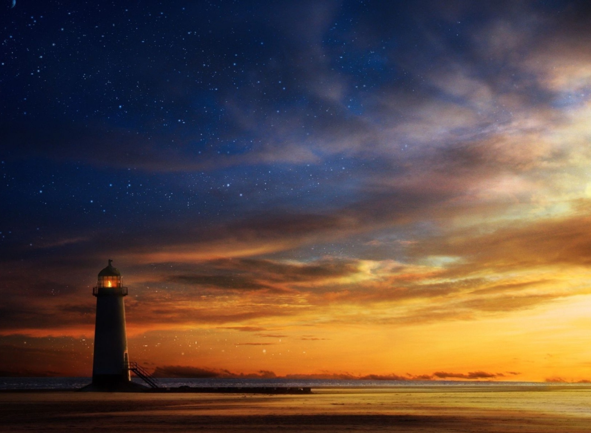 Lighthouse at sunset wallpaper 1920x1408