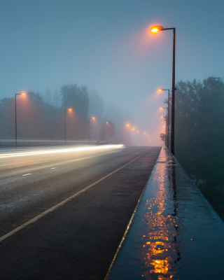 Road in Fog papel de parede para celular para iPhone 4S