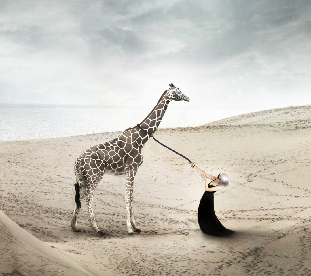 Fondo de pantalla Girl And Giraffe 1080x960