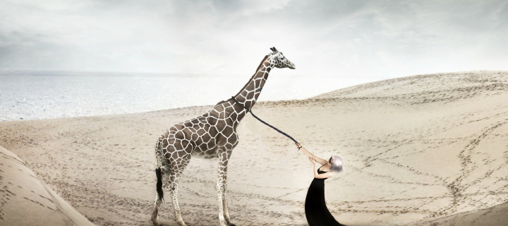 Sfondi Girl And Giraffe 720x320