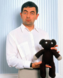 Das Mr Bean with Knitted Brown Teddy Bear Wallpaper 128x160