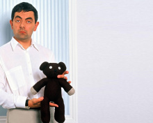 Mr Bean with Knitted Brown Teddy Bear wallpaper 220x176