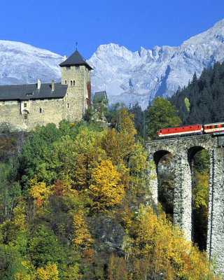 Austrian Castle and Train papel de parede para celular para Samsung Steel