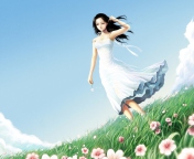 Das Girl In White Dress Wallpaper 176x144