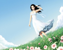 Das Girl In White Dress Wallpaper 220x176