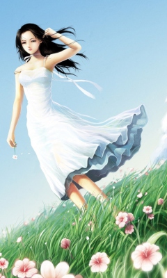 Das Girl In White Dress Wallpaper 240x400