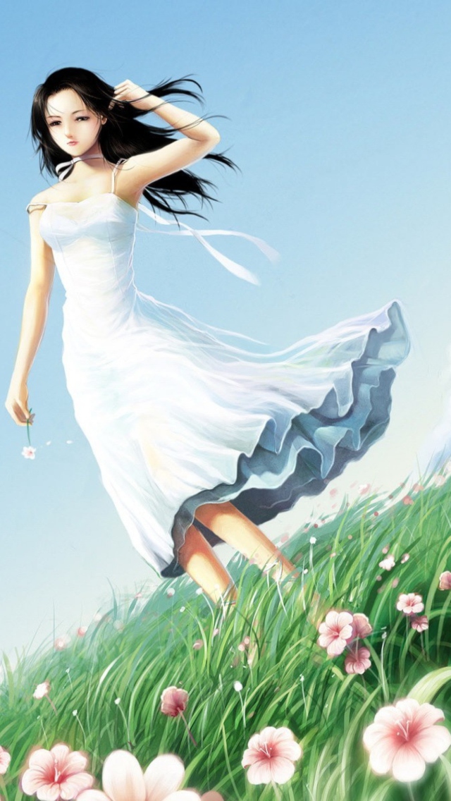 Girl In White Dress wallpaper 640x1136