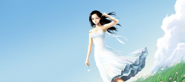 Girl In White Dress wallpaper 720x320