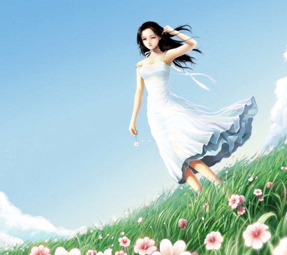 Girl In White Dress wallpaper 960x854