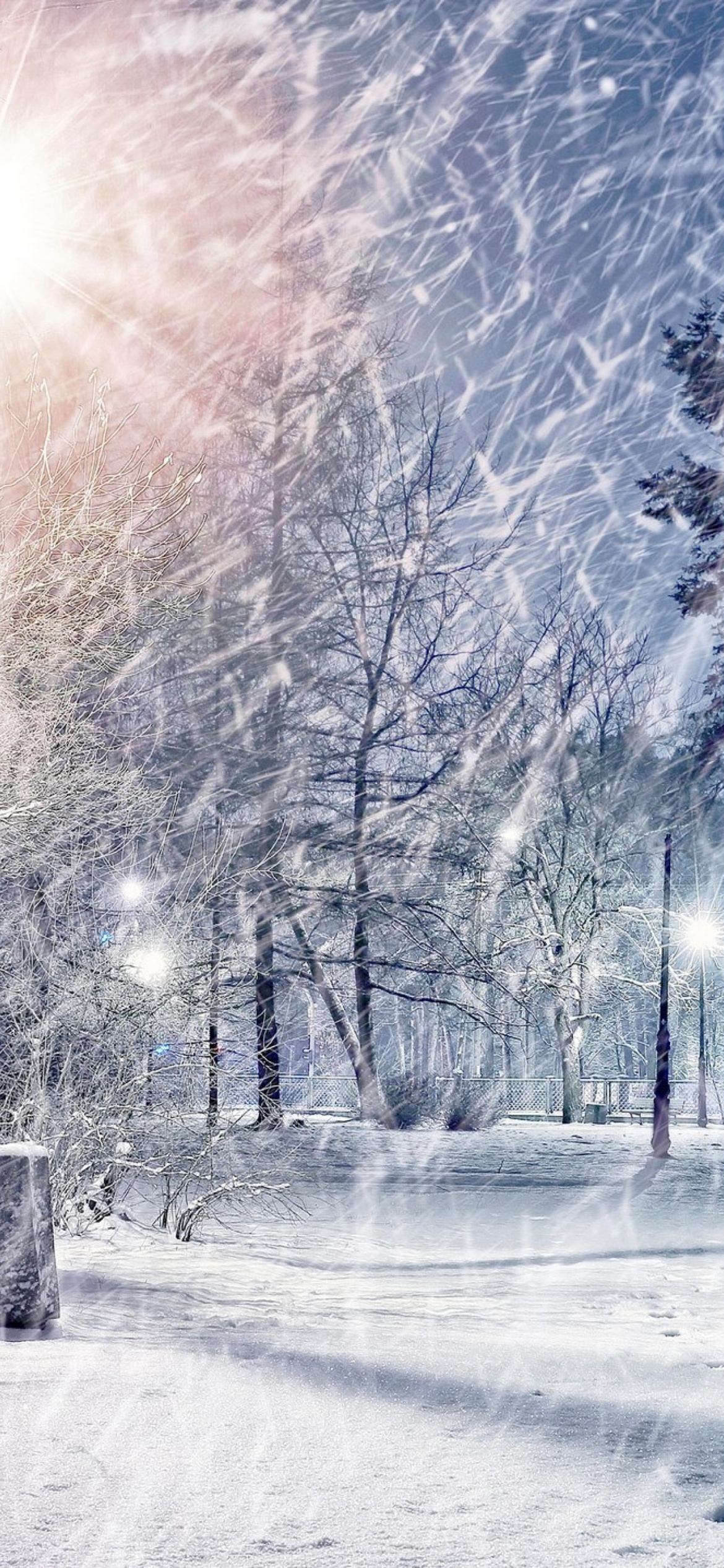 Winter Evening in Park screenshot #1 1170x2532