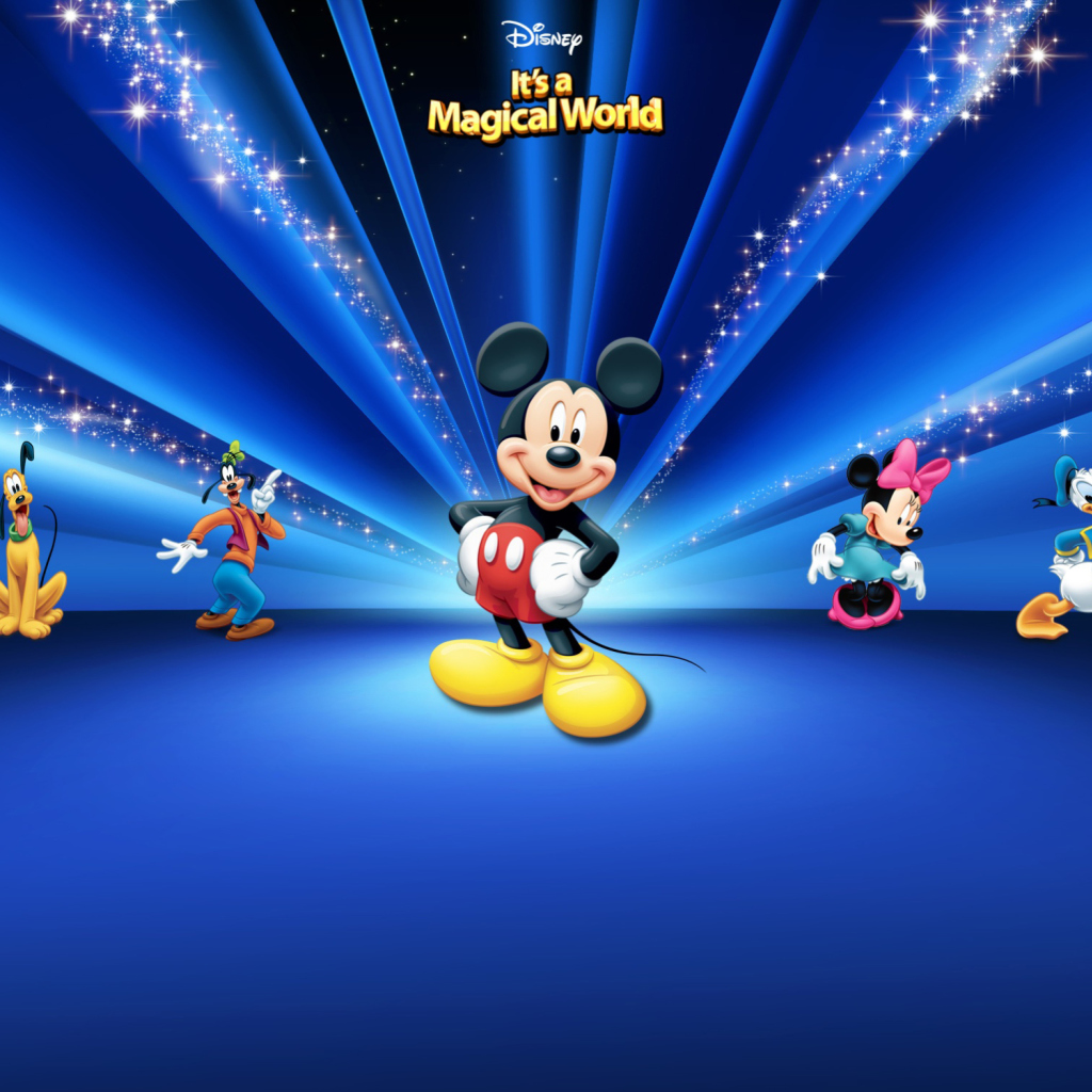 Das Disney Characters Dark Blue Wallpaper 1024x1024