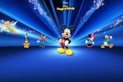 Disney Characters Dark Blue wallpaper 480x320