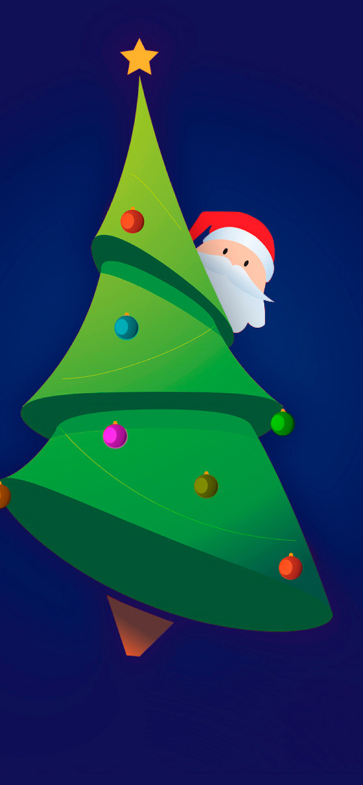 Santa Hising Behind Christmas Tree screenshot #1 1170x2532