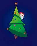 Обои Santa Hising Behind Christmas Tree 128x160
