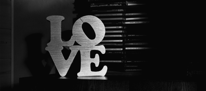 Das Love Black And White Sign Wallpaper 720x320