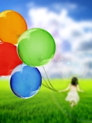 Girl Running With Colorful Balloons wallpaper 132x176