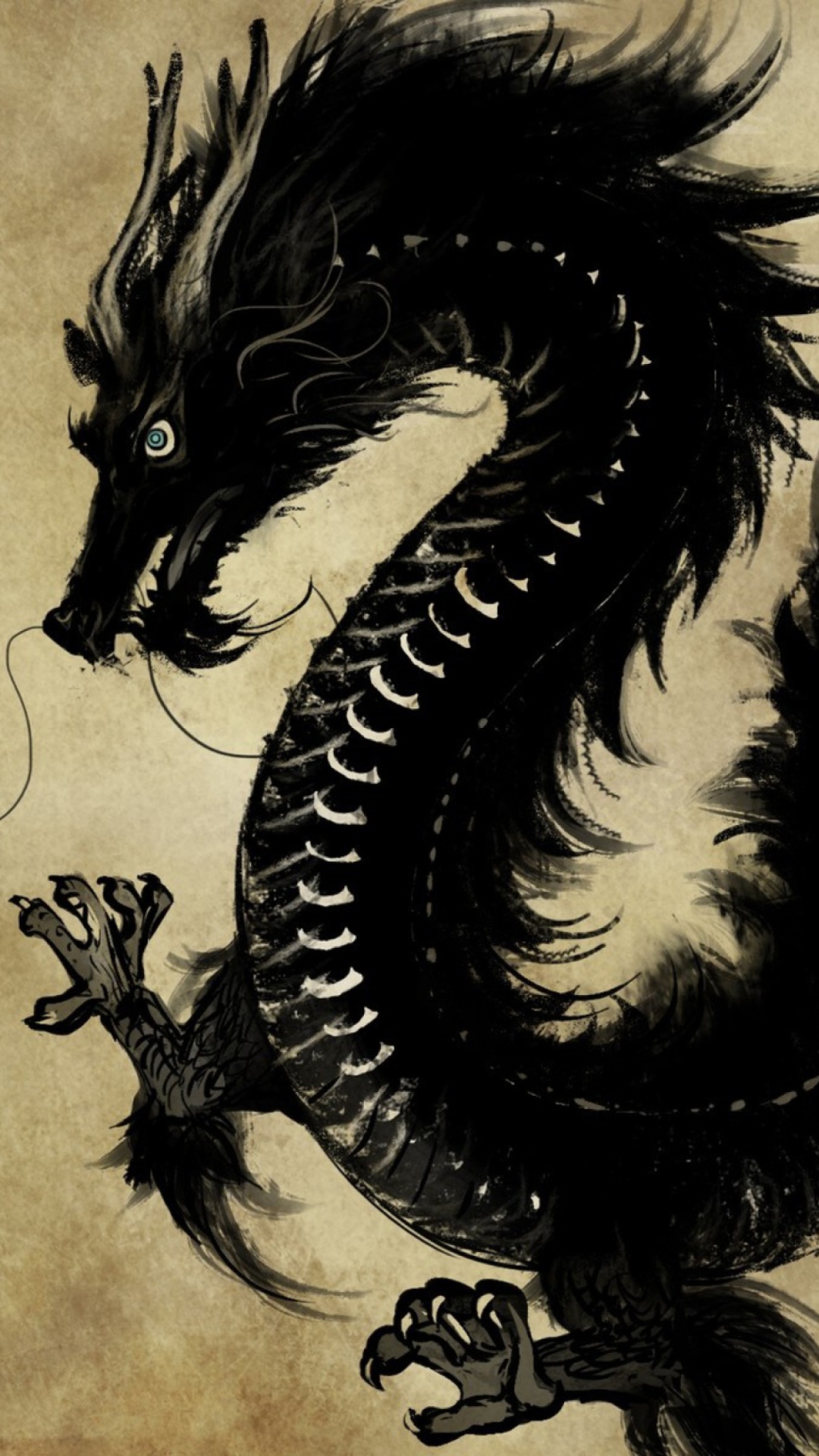 Chinese Black Dragon wallpaper 1080x1920