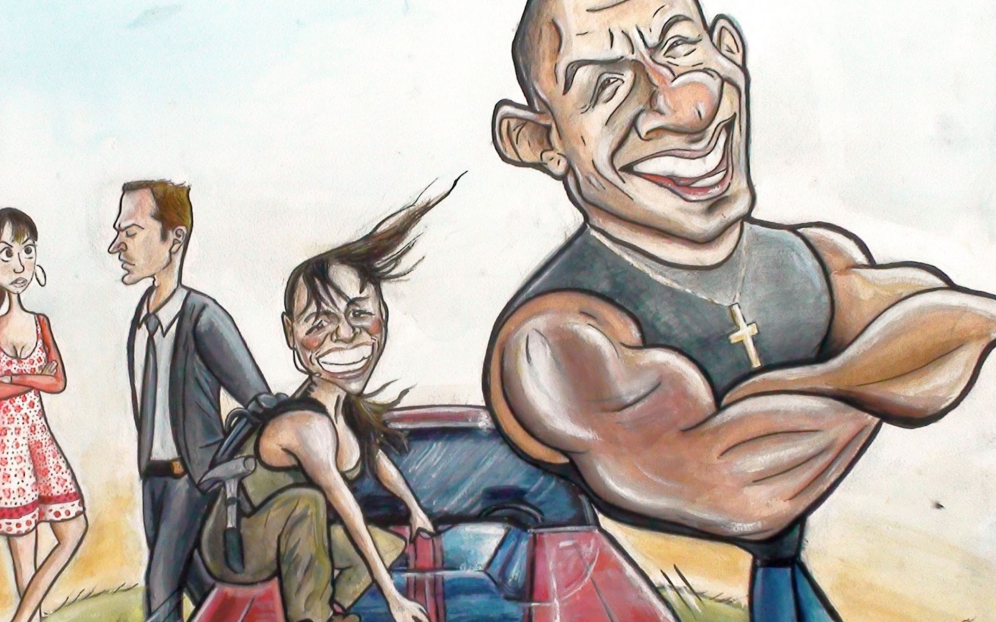 Screenshot №1 pro téma Vin Diesel Drawing - Fast And Furious 1440x900