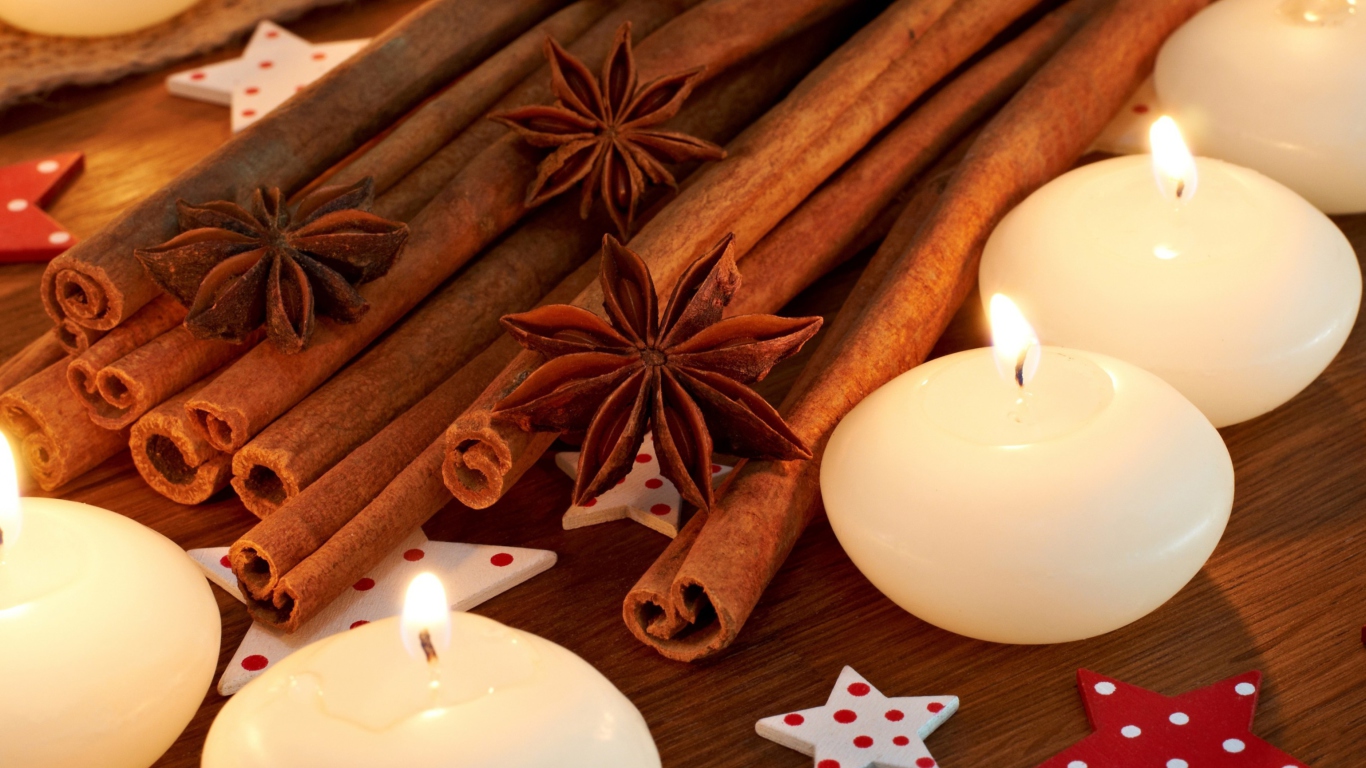 Star Anise And Cinnamon wallpaper 1366x768