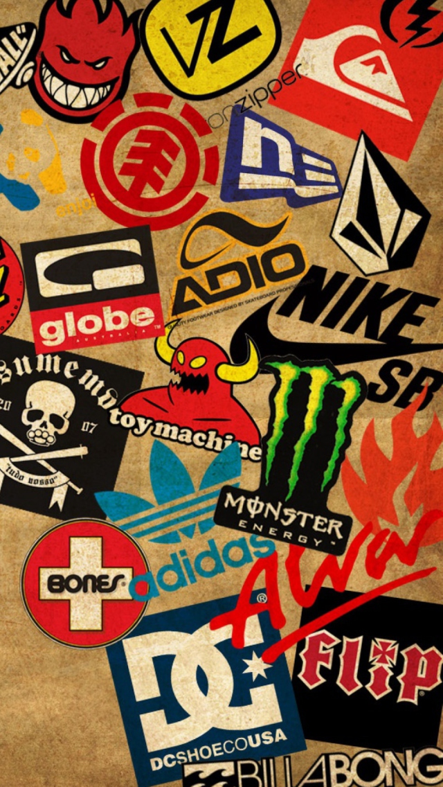 Fondo de pantalla Skateboard Logos 640x1136