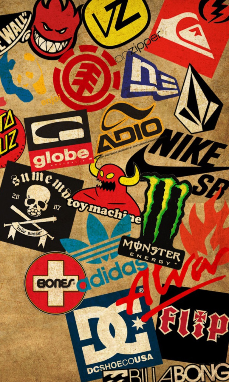 Das Skateboard Logos Wallpaper 768x1280