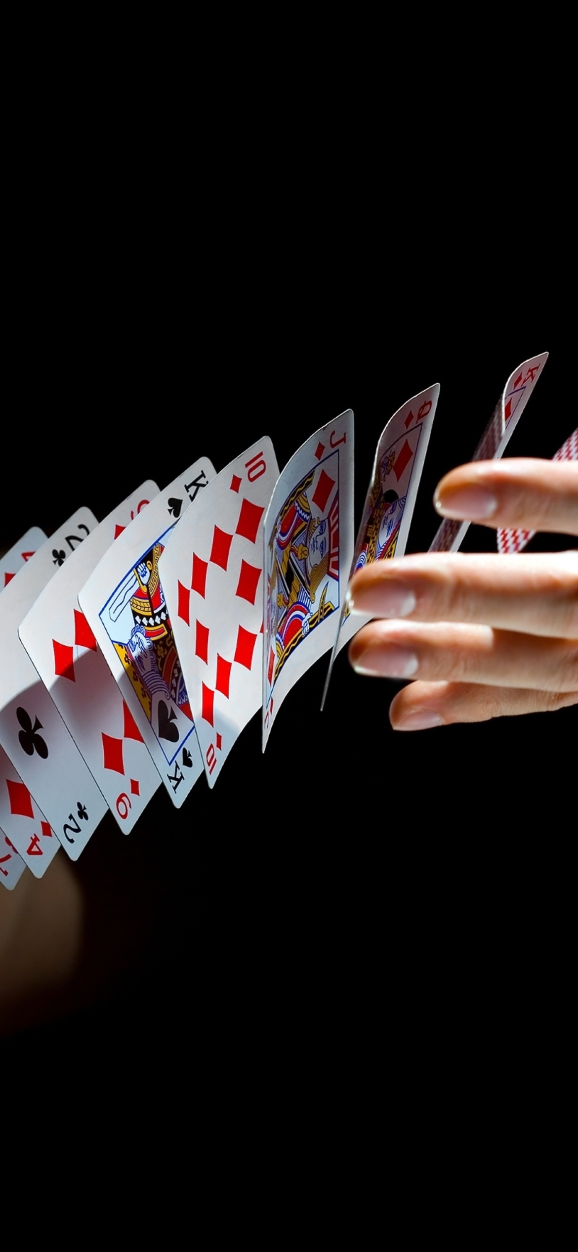 Playing cards trick wallpaper 1170x2532