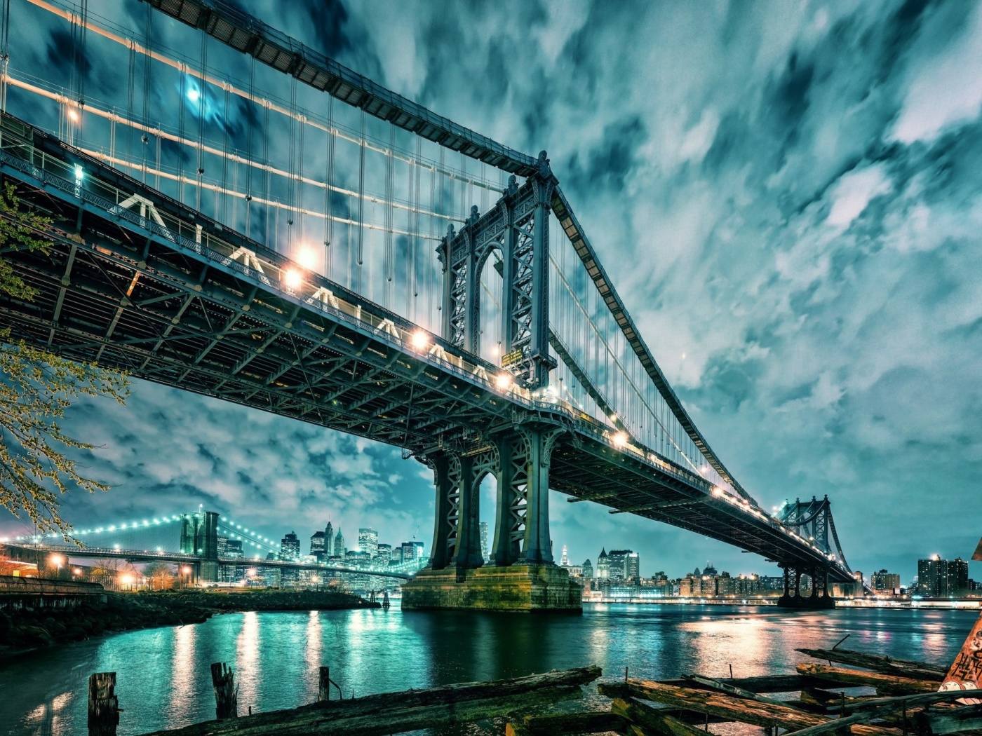 Обои Manhattan Bridge HD 1400x1050