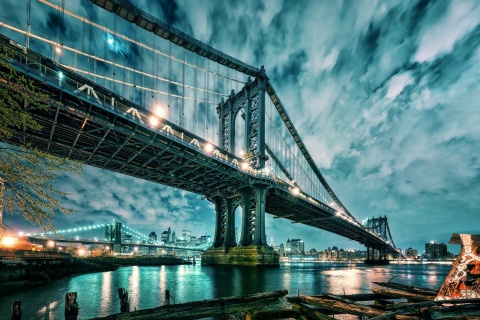 Обои Manhattan Bridge HD 480x320