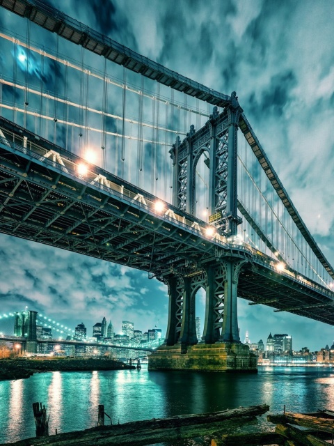 Manhattan Bridge HD wallpaper 480x640