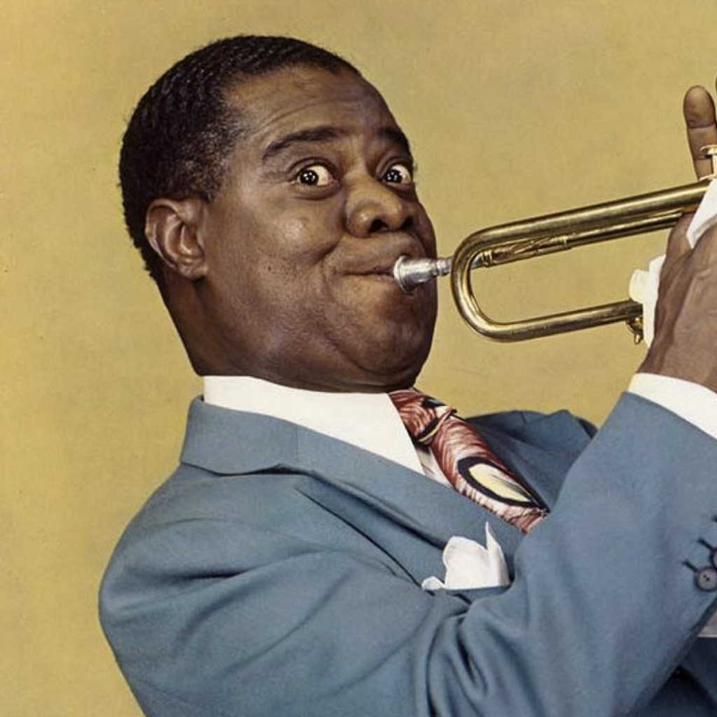 Fondo de pantalla Louis Armstrong, Jazz History 1024x1024