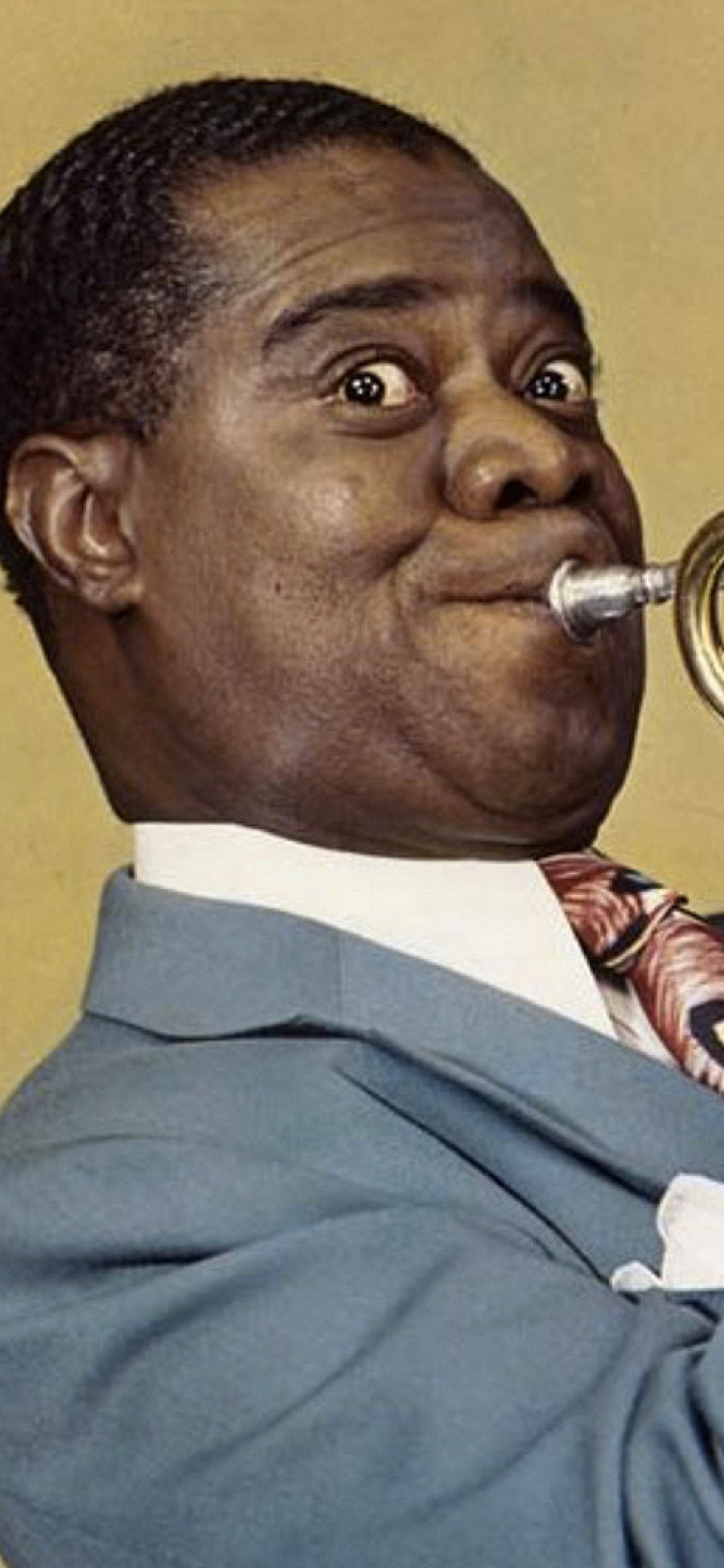 Fondo de pantalla Louis Armstrong, Jazz History 1170x2532