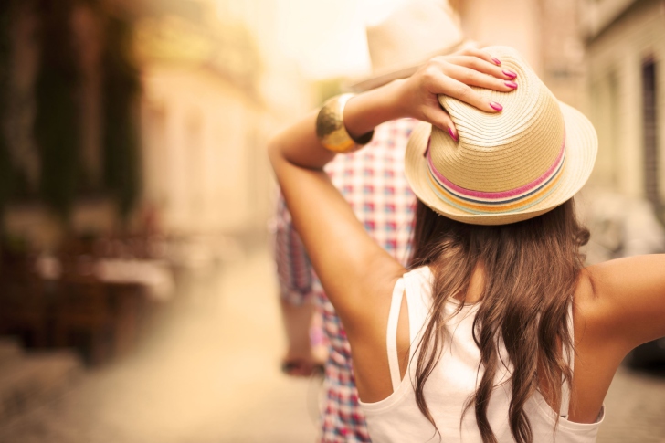 Summer Girl In Panama Hat wallpaper