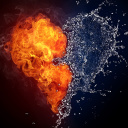 Fondo de pantalla Water and Fire Heart 128x128