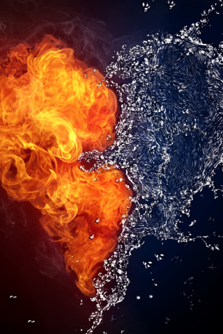 Water and Fire Heart wallpaper 320x480