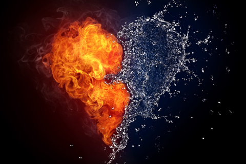 Water and Fire Heart wallpaper 480x320