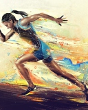 Fondo de pantalla Running Woman Painting 128x160