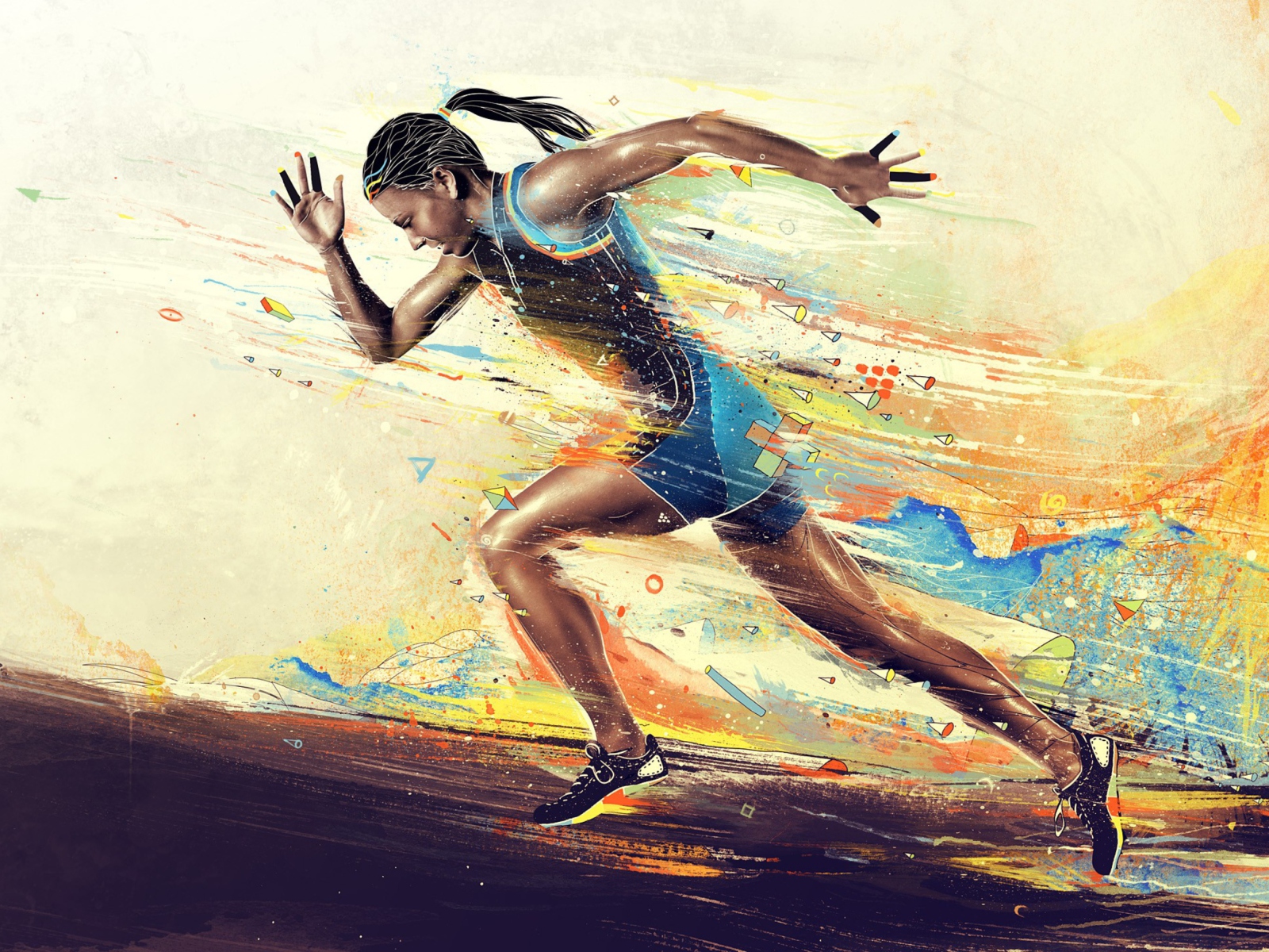 Fondo de pantalla Running Woman Painting 1600x1200