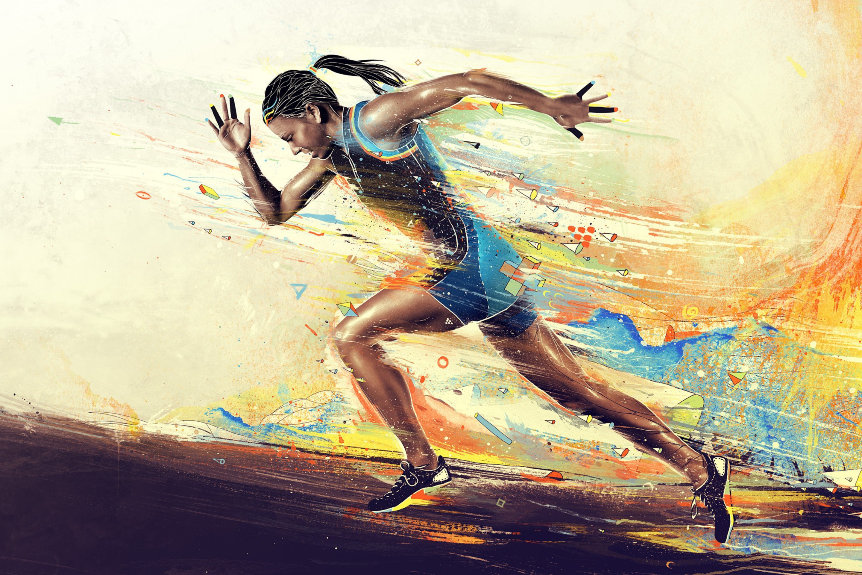 Screenshot №1 pro téma Running Woman Painting 2880x1920
