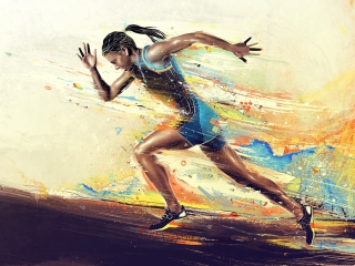 Screenshot №1 pro téma Running Woman Painting 320x240