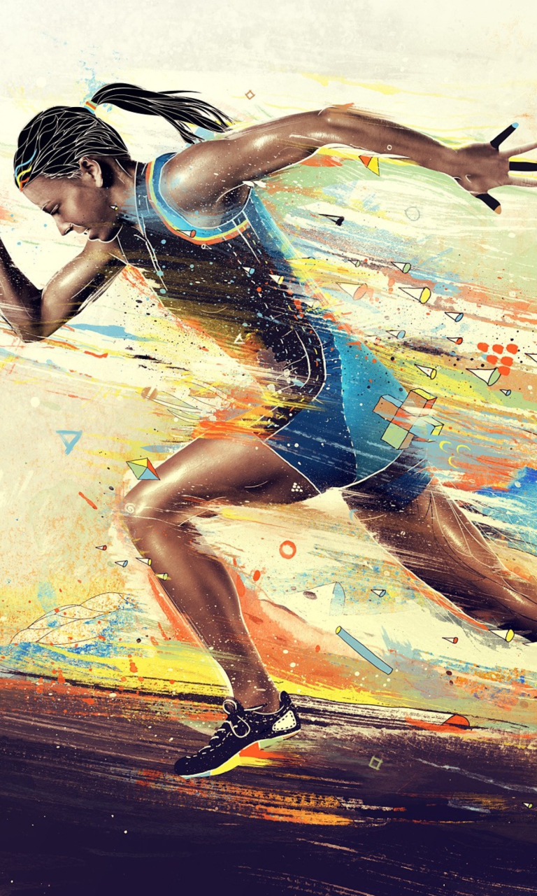 Running Woman Painting wallpaper 768x1280