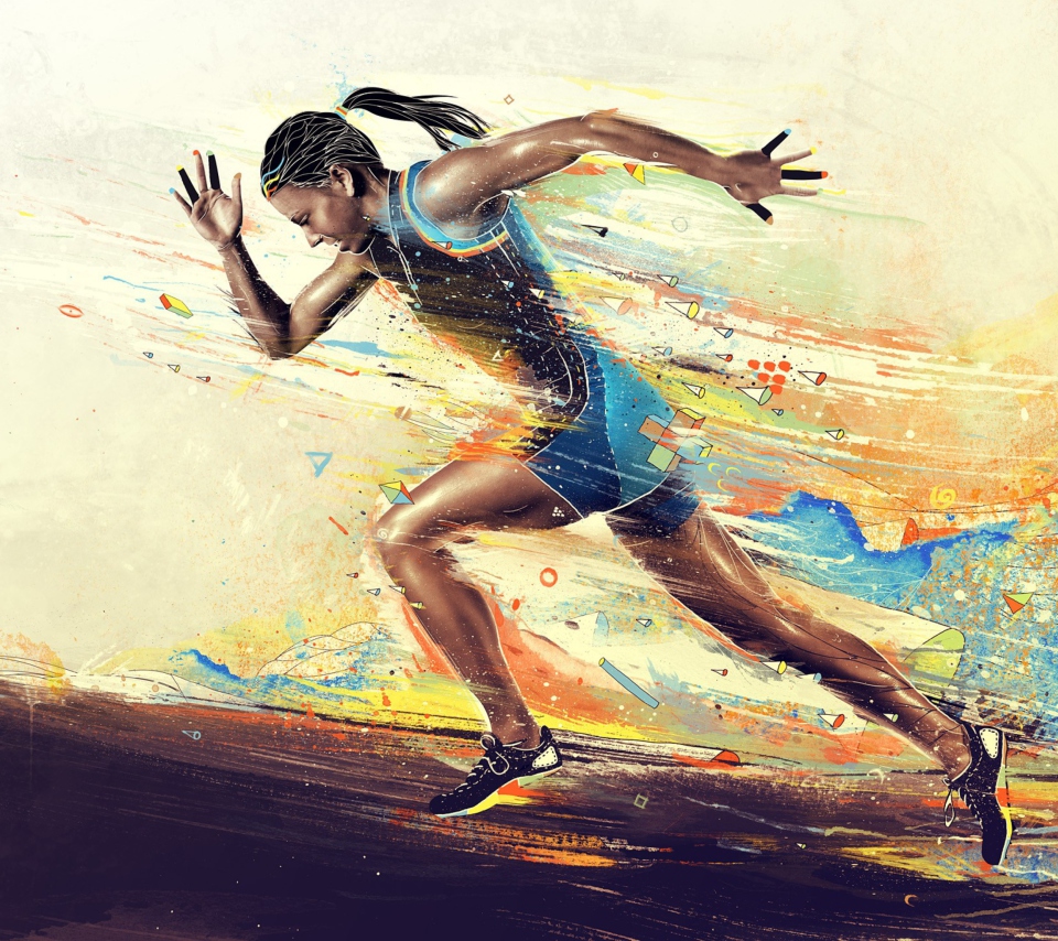 Fondo de pantalla Running Woman Painting 960x854