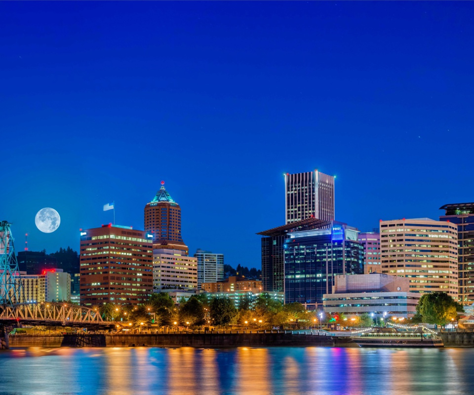 Night in Portland Oregon wallpaper 960x800