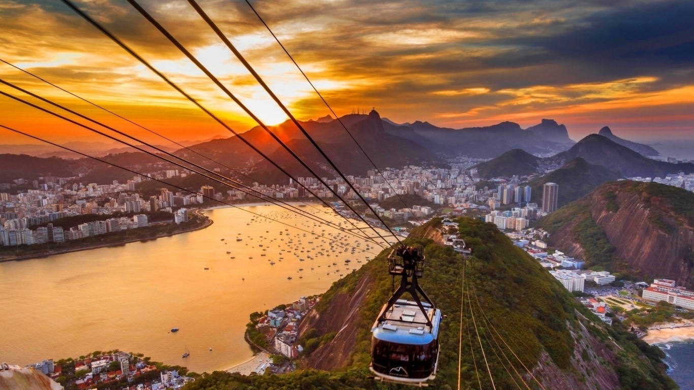 Screenshot №1 pro téma Copacabana Sugar Loaf Funicular, Rio de Janeiro 1366x768