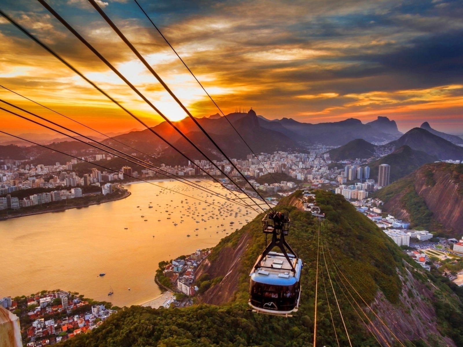 Fondo de pantalla Copacabana Sugar Loaf Funicular, Rio de Janeiro 1600x1200