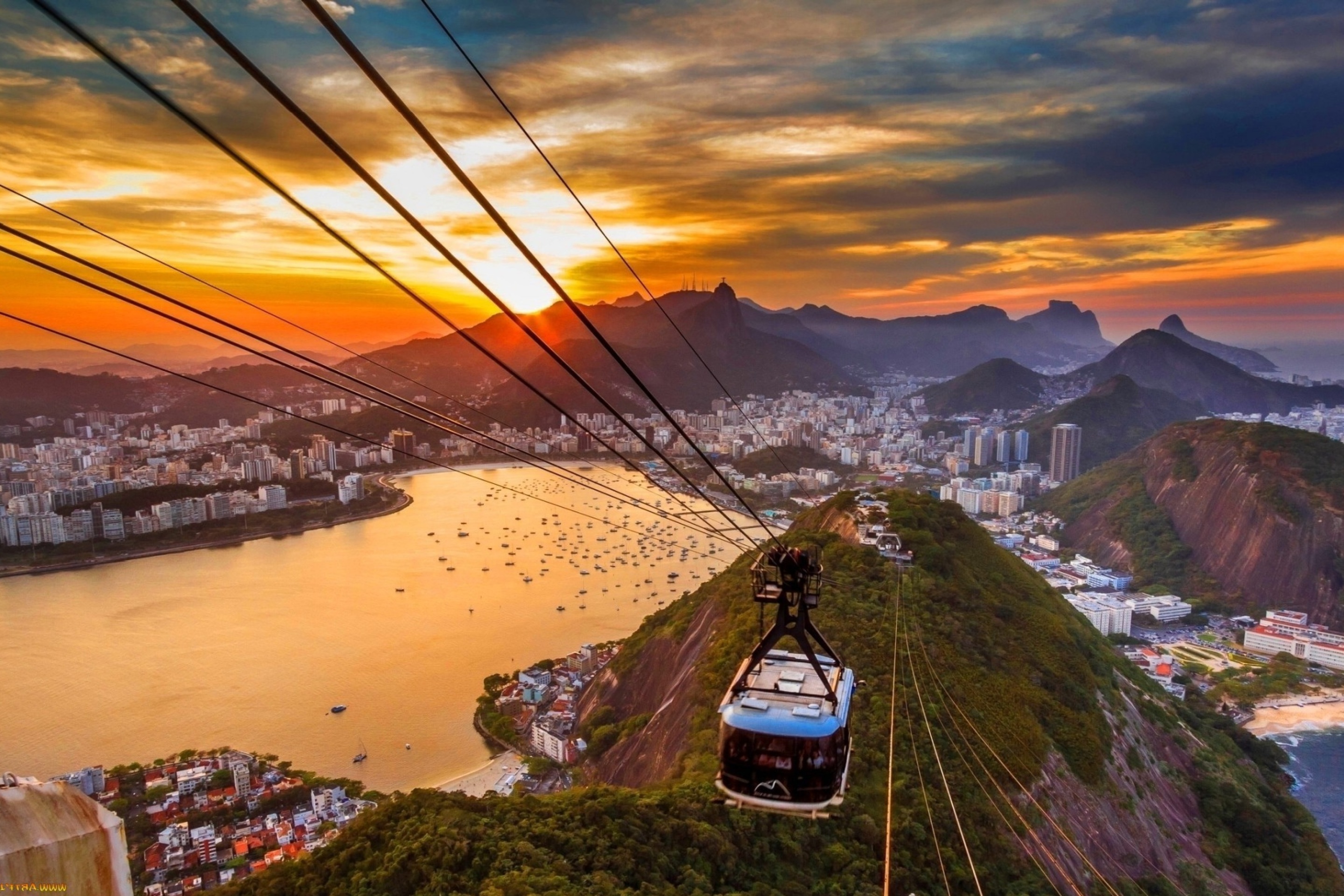 Fondo de pantalla Copacabana Sugar Loaf Funicular, Rio de Janeiro 2880x1920